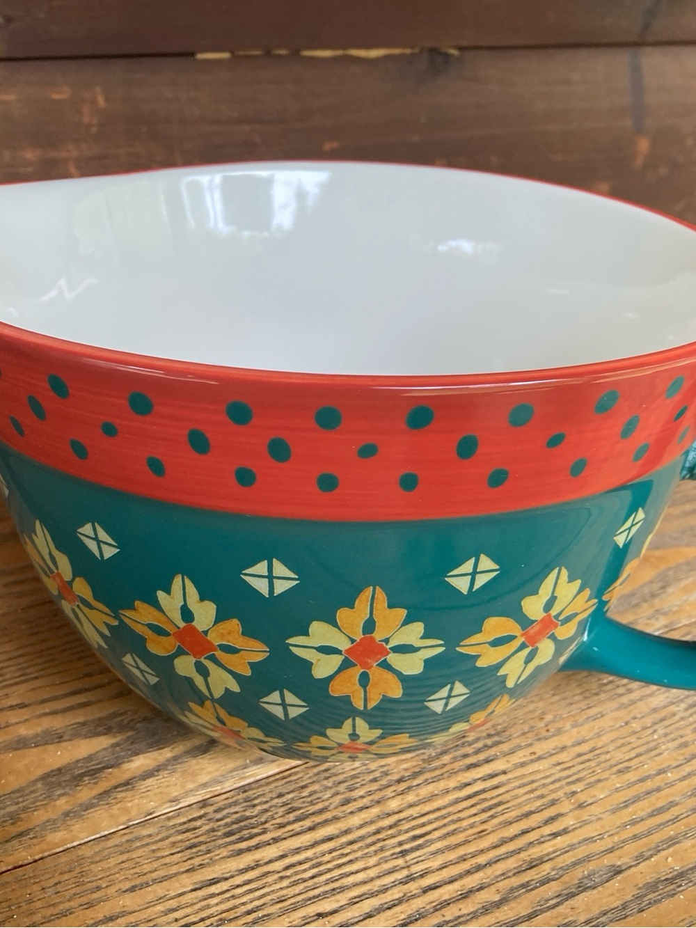 Pioneer woman, geometric multicolored batter/mixing bowl pitcher clean